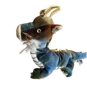 Vintage 2000 TY Beanie Babies Zodiac Dragon Plush Stuffed Animal 12" Gold Scales